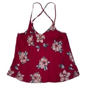 Billabong Burgundy Floral Halter Top - Size Medium